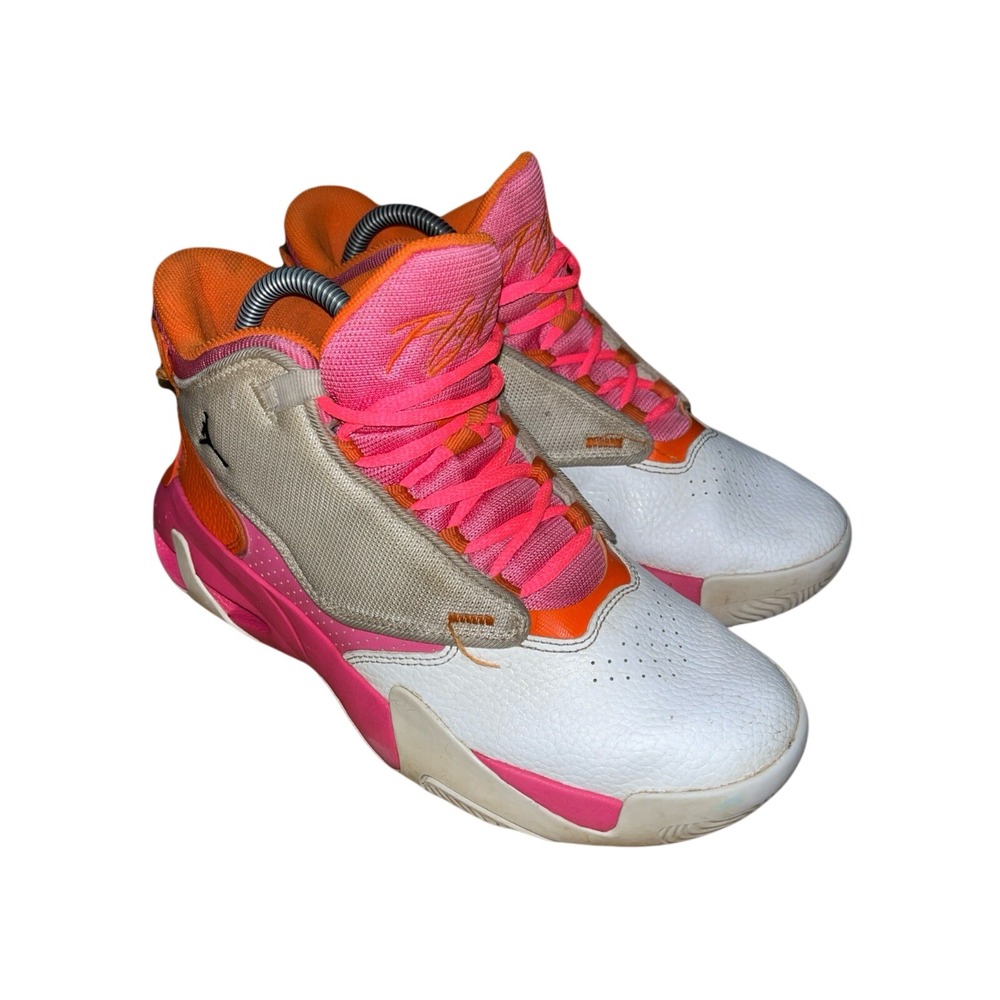 Jordan Max Aura 4 GS White Hyper Pink Orange Basketball Shoes DV0490-168 Sz 6.5Y